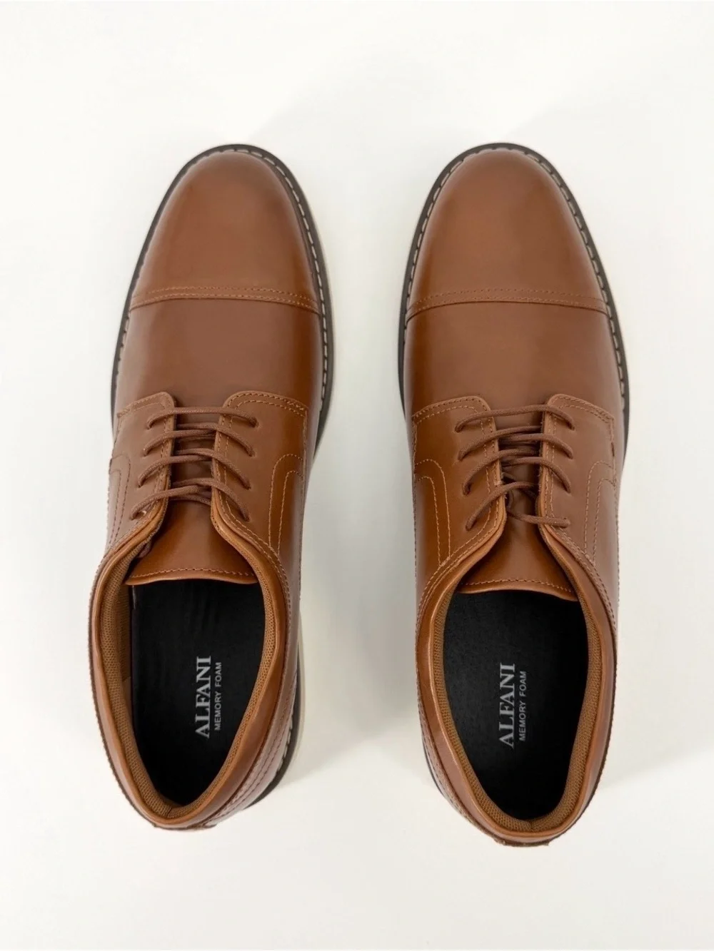 Alfani Theo Cap Toe Derby Mens Dress Shoes Tan Size 13 Memory Foam New In Box
